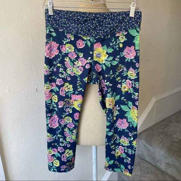 Anthropologie Pure + Good Multicolor Pressed Flowers Floral Crop Leggings EUC M - Picture 5 of 7